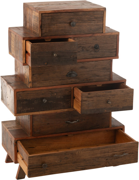 Chiffonnier vintage apothicaire 8 tiroirs en Bois recyclé Naturel Vinto - 8