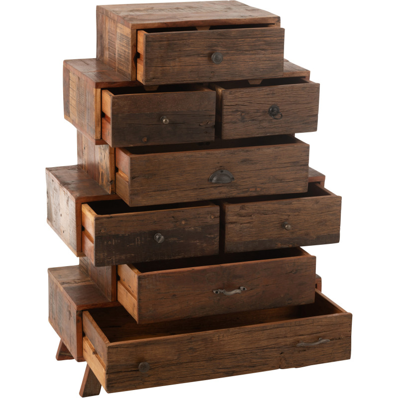 Chiffonnier vintage apothicaire 8 tiroirs en Bois recyclé Naturel Vinto - 9