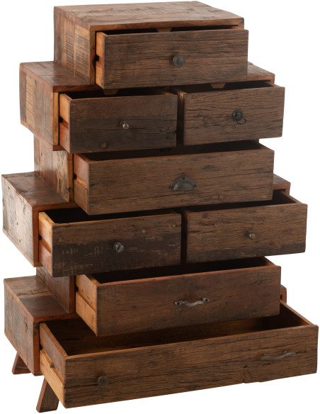 Chiffonnier vintage apothicaire 8 tiroirs en Bois recyclé Naturel Vinto - 9