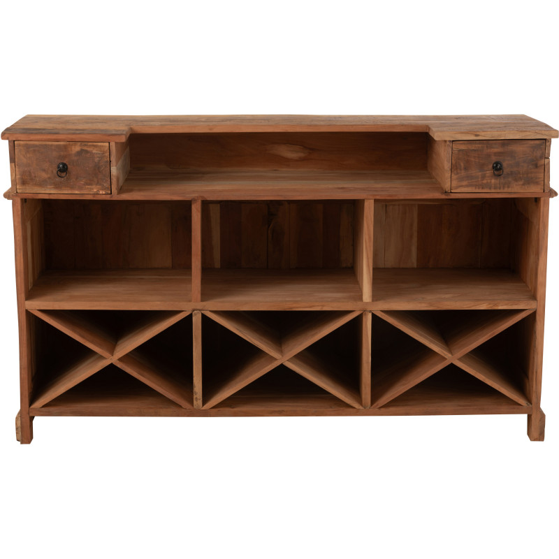 Meuble Bar vintage 2 tiroirs 6 niches en Bois recyclé Naturel Rynell - 4