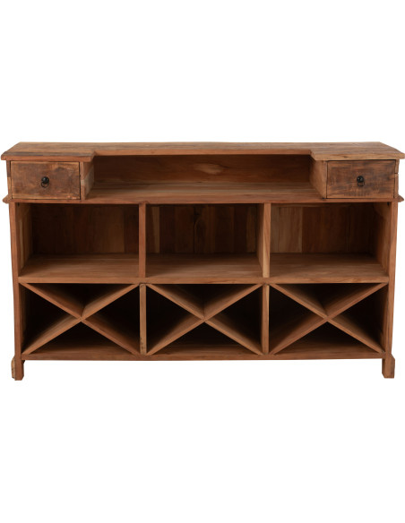 Meuble Bar vintage 2 tiroirs 6 niches en Bois recyclé Naturel Rynell - 4