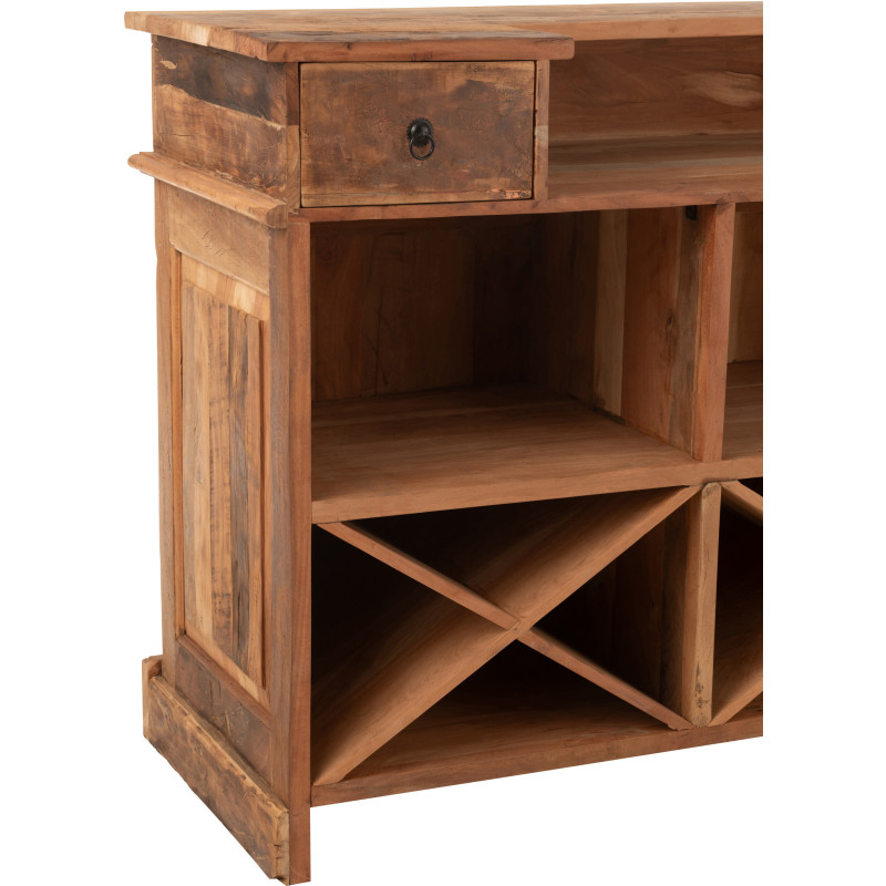Meuble Bar vintage 2 tiroirs 6 niches en Bois recyclé Naturel Rynell - 8