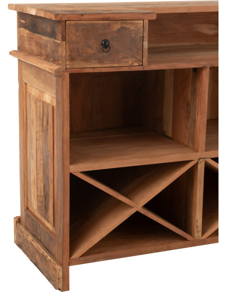 Meuble Bar vintage 2 tiroirs 6 niches en Bois recyclé Naturel Rynell - 8