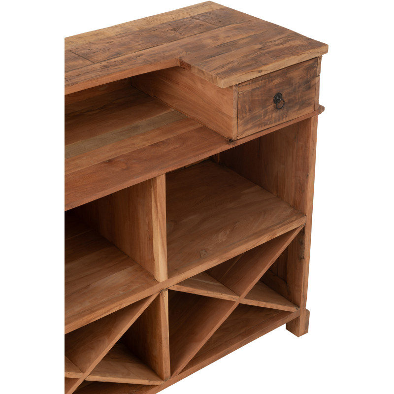 Meuble Bar vintage 2 tiroirs 6 niches en Bois recyclé Naturel Rynell - 9