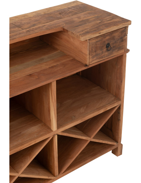 Meuble Bar vintage 2 tiroirs 6 niches en Bois recyclé Naturel Rynell - 9