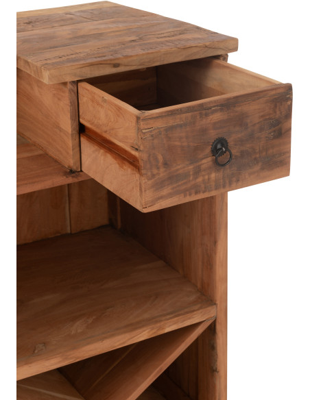 Meuble Bar vintage 2 tiroirs 6 niches en Bois recyclé Naturel Rynell - 10