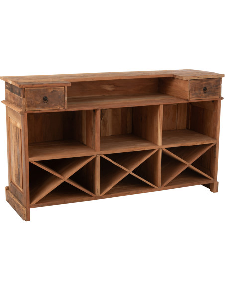 Meuble Bar vintage 2 tiroirs 6 niches en Bois recyclé Naturel Rynell - 11