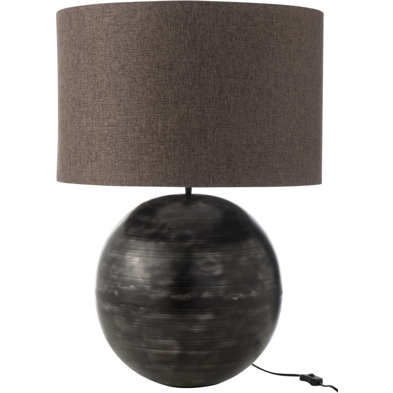 Lampe à poser boule XL Hauteur 78 cm en Métal Noir Tissu Taupe Xyten - 3