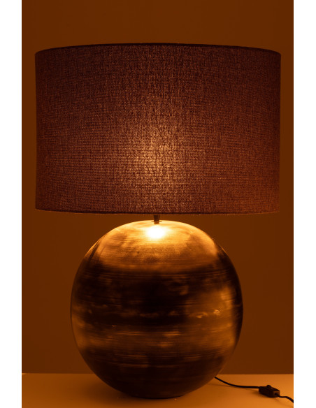 Lampe à poser boule XL Hauteur 78 cm en Métal Noir Tissu Taupe Xyten - 4