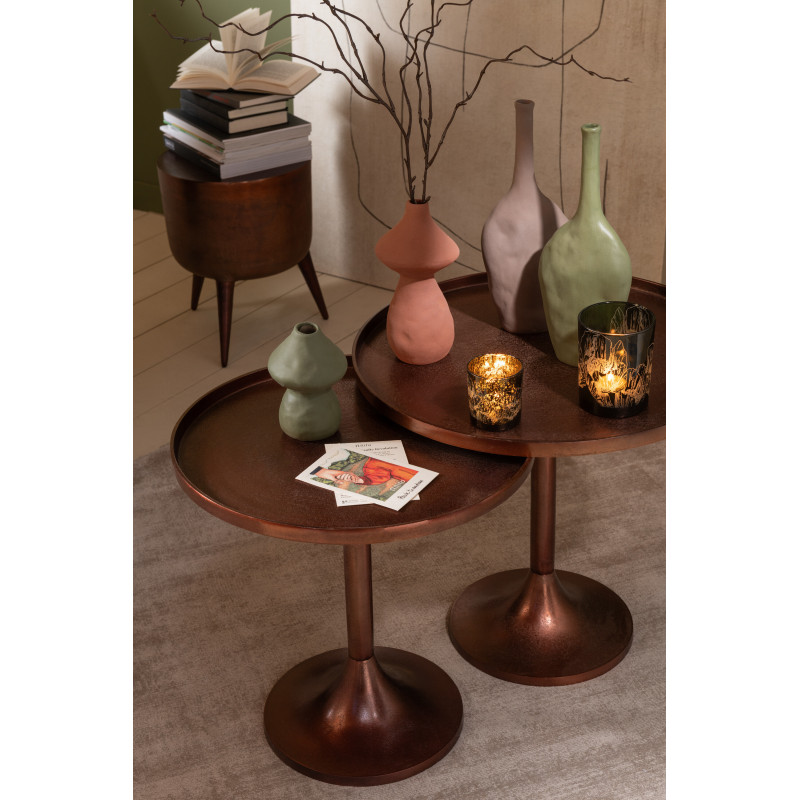 Table basse gigogne moderne Ronde en Métal Bronze Myreon (Lot de 2) - 6