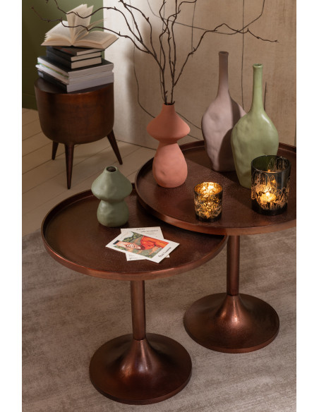 Table basse gigogne moderne Ronde en Métal Bronze Myreon (Lot de 2) - 6