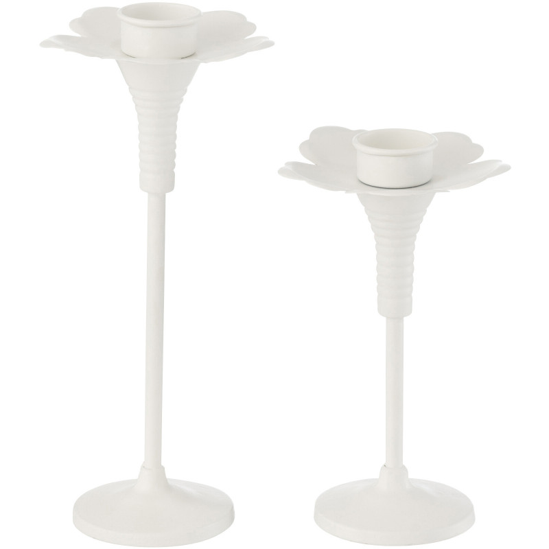 Bougeoir original Fleur en Métal Blanc Oldies (Lot de 2) - 1