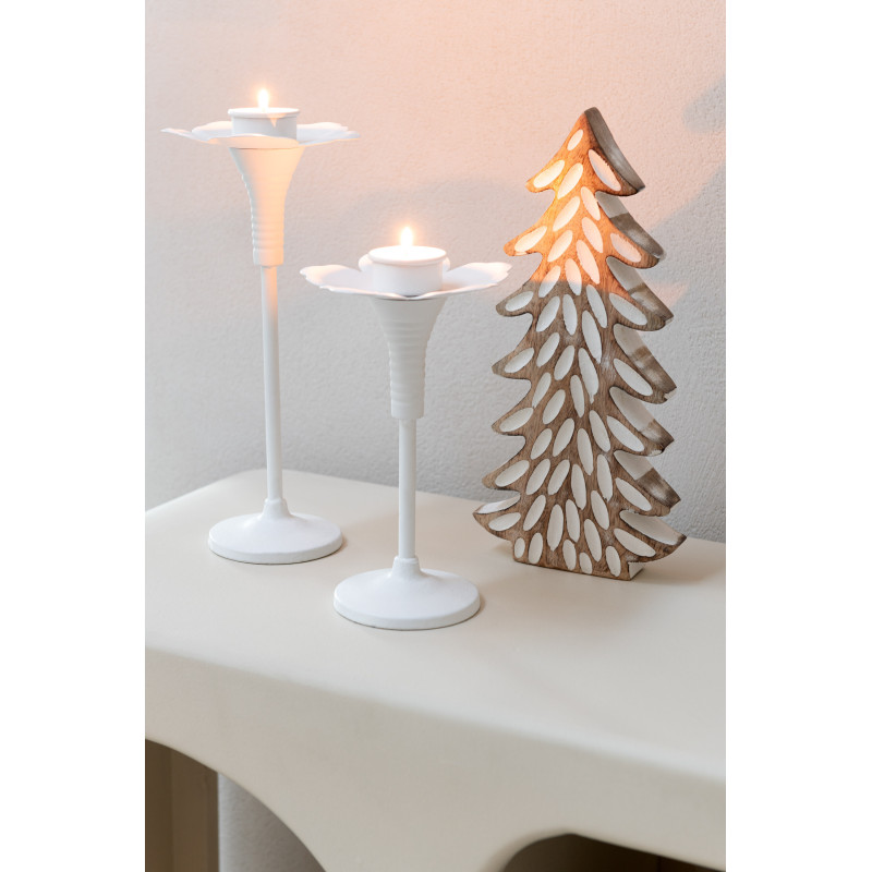 Bougeoir original Fleur en Métal Blanc Oldies (Lot de 2) - 2