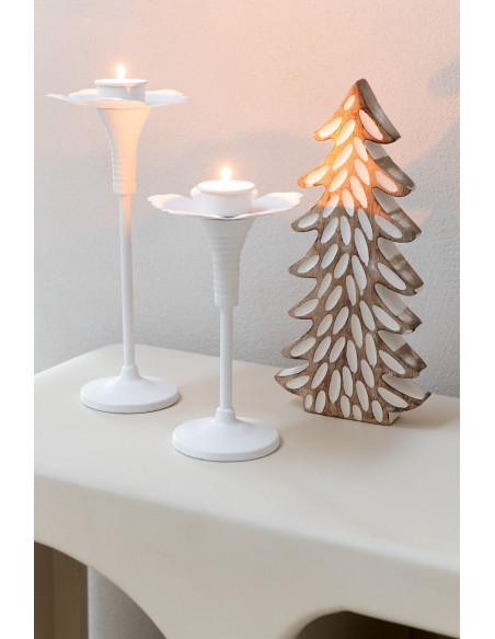 Bougeoir original Fleur en Métal Blanc Oldies (Lot de 2) - 2