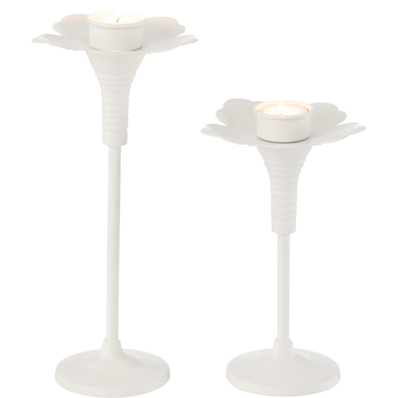 Bougeoir original Fleur en Métal Blanc Oldies (Lot de 2) - 3