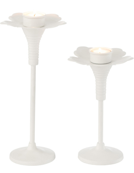Bougeoir original Fleur en Métal Blanc Oldies (Lot de 2) - 3