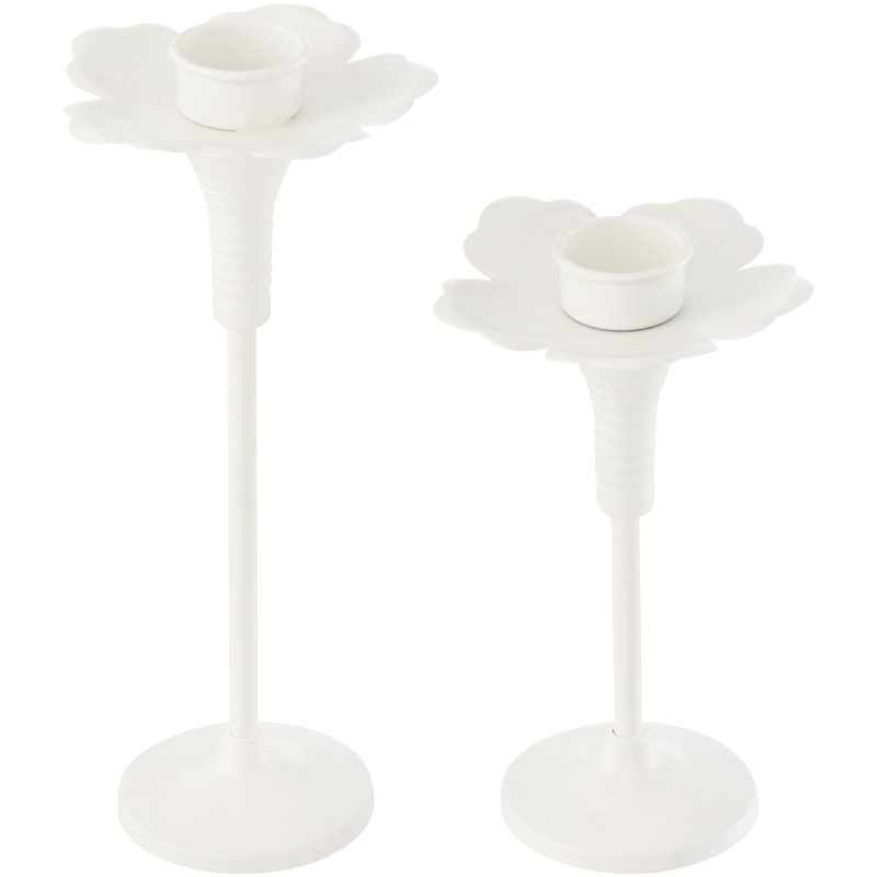 Bougeoir original Fleur en Métal Blanc Oldies (Lot de 2) - 4