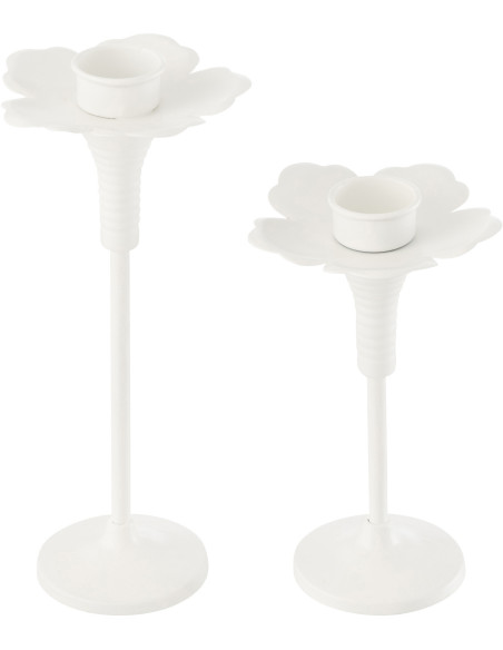Bougeoir original Fleur en Métal Blanc Oldies (Lot de 2) - 4