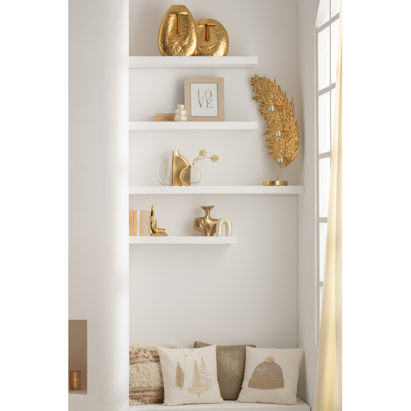 Photophore original Feuille 3 bougies Hauteur 22 cm en Métal Doré Sarek - 5