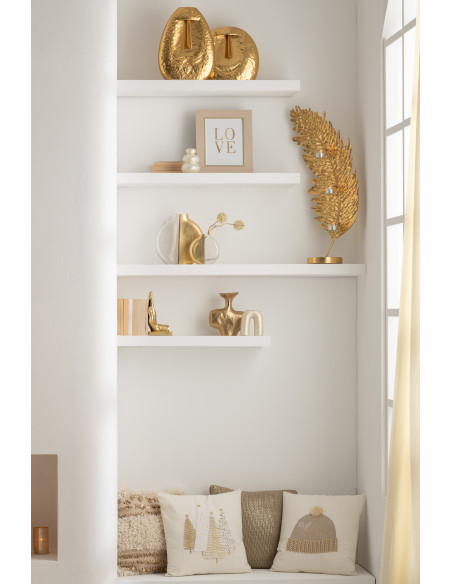 Photophore original Feuille 3 bougies Hauteur 22 cm en Métal Doré Sarek - 5