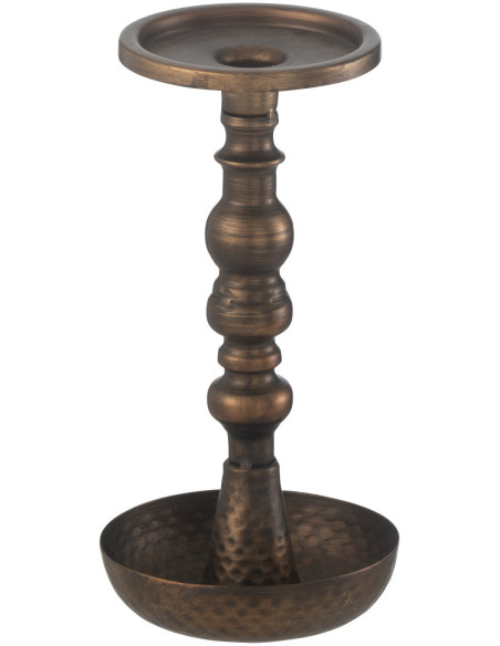 Bougeoir vintage XL Hauteur 23 cm en Métal Marron Ulick - 1