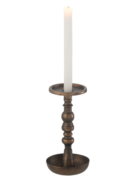 Bougeoir vintage XL Hauteur 23 cm en Métal Marron Ulick - 2