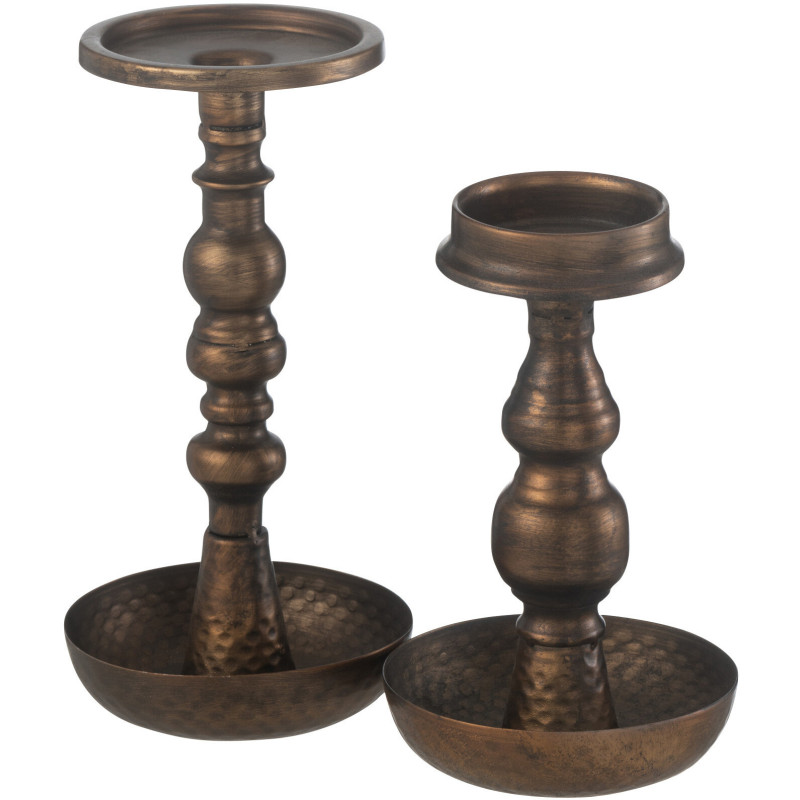 Bougeoir vintage XL Hauteur 23 cm en Métal Marron Ulick - 3