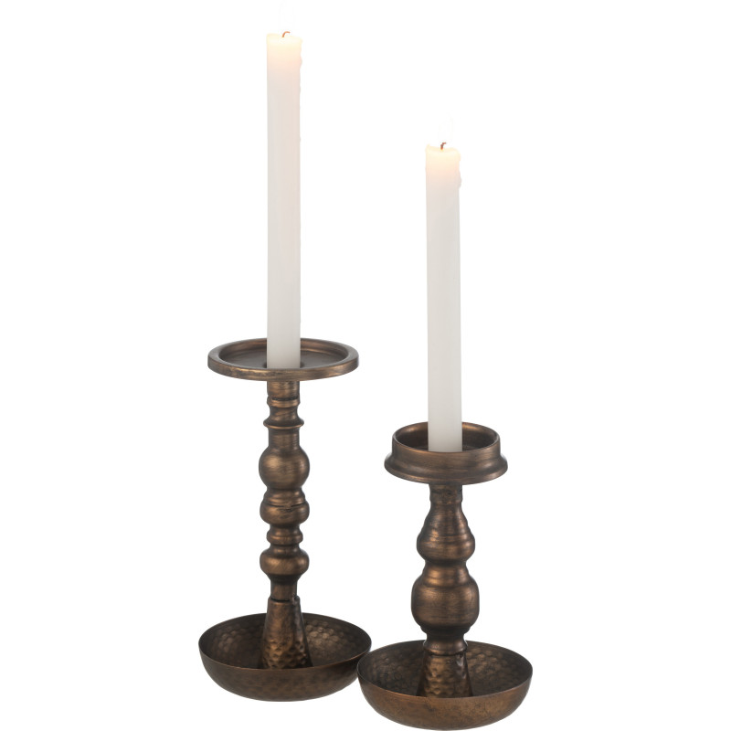 Bougeoir vintage XL Hauteur 23 cm en Métal Marron Ulick - 4