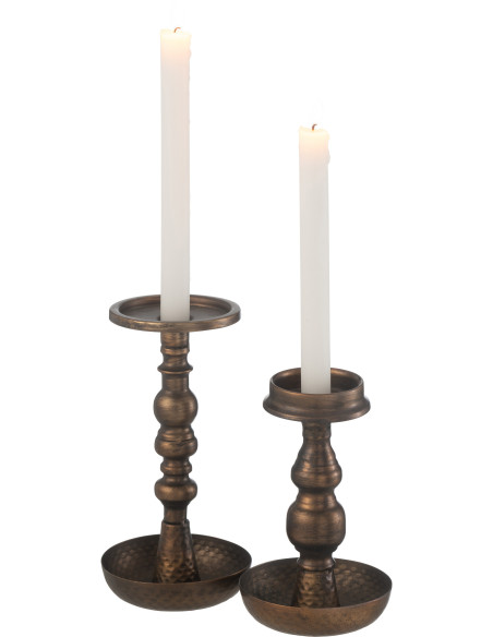 Bougeoir vintage XL Hauteur 23 cm en Métal Marron Ulick - 4