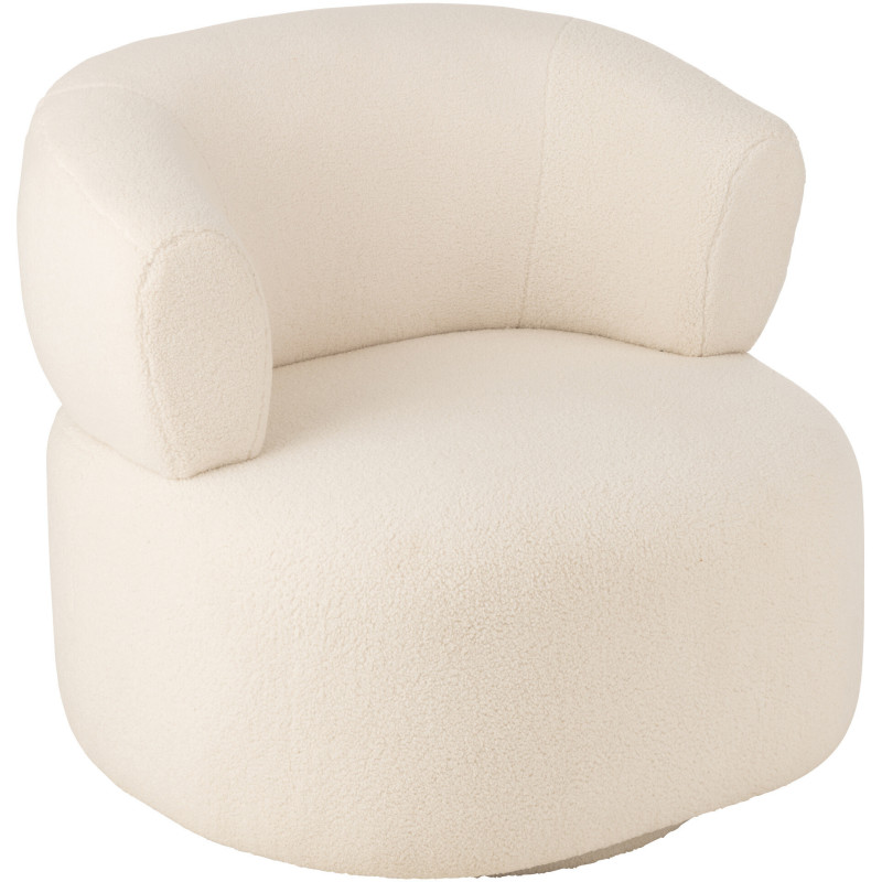 Fauteuil moderne rond en Tissu Blanc Bouclette Universe - 1
