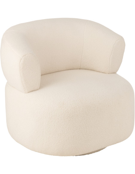Fauteuil moderne rond en Tissu Blanc Bouclette Universe - 1