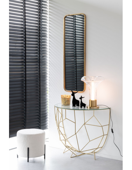 Pouf moderne Rond en Tissu Blanc Bouclette Métal Noir Woolly - 7