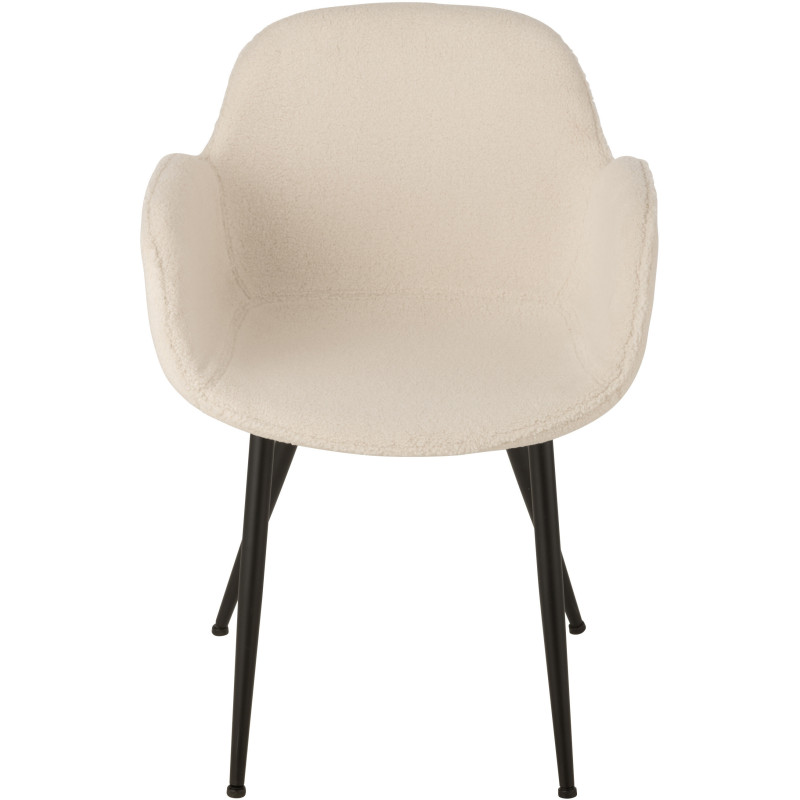Fauteuil de table moderne en Tissu Blanc Bouclette Métal Noir Woolly - 3