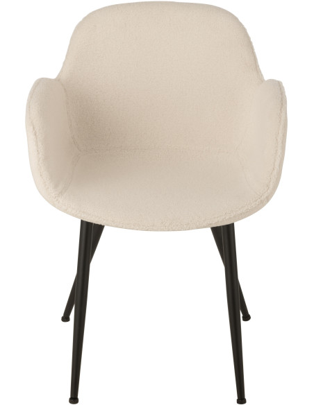 Fauteuil de table moderne en Tissu Blanc Bouclette Métal Noir Woolly - 3