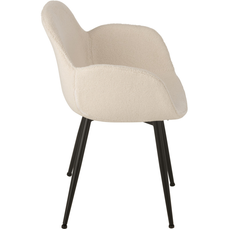 Fauteuil de table moderne en Tissu Blanc Bouclette Métal Noir Woolly - 4