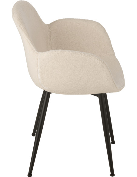 Fauteuil de table moderne en Tissu Blanc Bouclette Métal Noir Woolly - 4