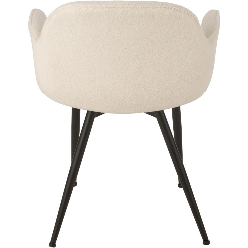 Fauteuil de table moderne en Tissu Blanc Bouclette Métal Noir Woolly - 5