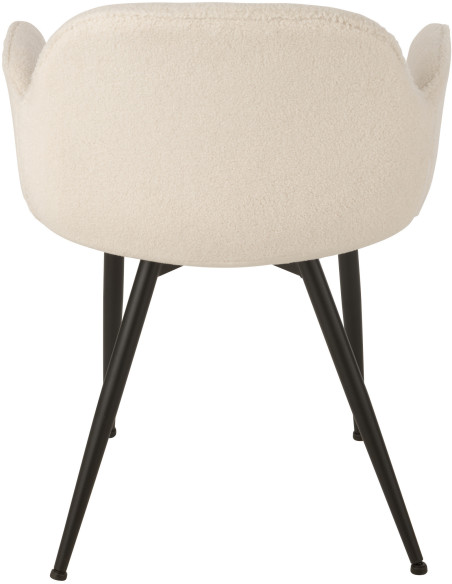 Fauteuil de table moderne en Tissu Blanc Bouclette Métal Noir Woolly - 5