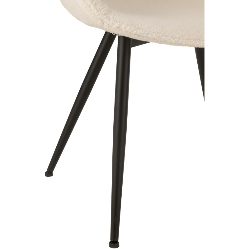 Fauteuil de table moderne en Tissu Blanc Bouclette Métal Noir Woolly - 6