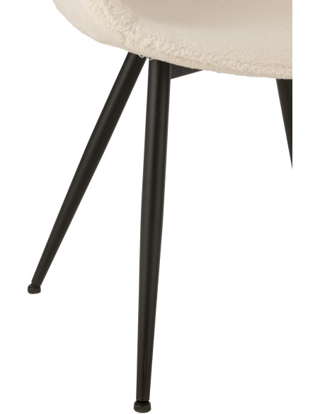 Fauteuil de table moderne en Tissu Blanc Bouclette Métal Noir Woolly - 6