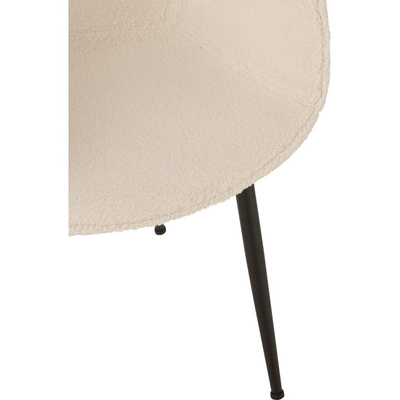 Fauteuil de table moderne en Tissu Blanc Bouclette Métal Noir Woolly - 7
