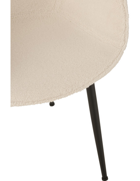 Fauteuil de table moderne en Tissu Blanc Bouclette Métal Noir Woolly - 7