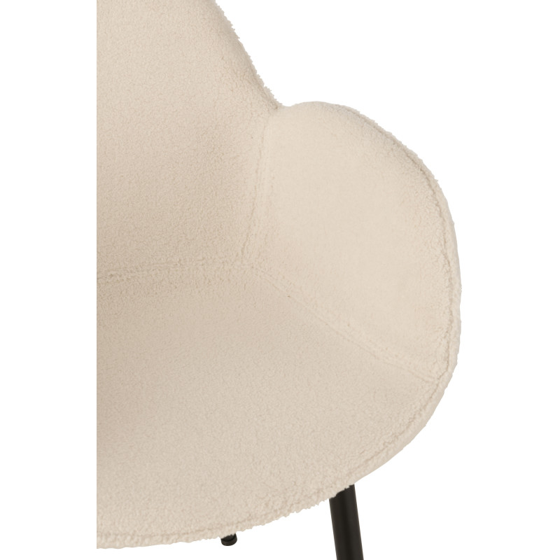 Fauteuil de table moderne en Tissu Blanc Bouclette Métal Noir Woolly - 8