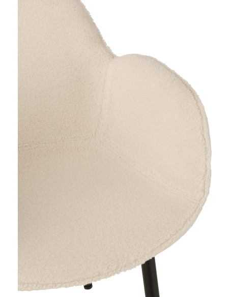 Fauteuil de table moderne en Tissu Blanc Bouclette Métal Noir Woolly - 8