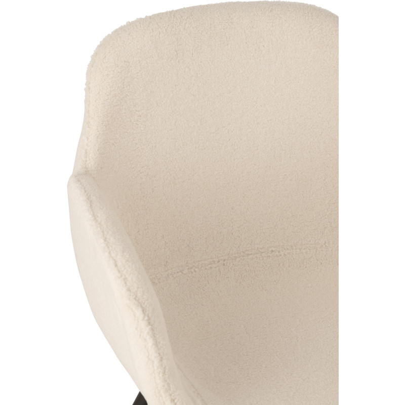 Fauteuil de table moderne en Tissu Blanc Bouclette Métal Noir Woolly - 9