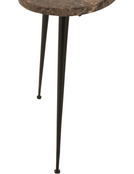 Table basse gigogne Abeille Originale en Marbre Marron Métal Noir Beebee (Lot de 3) - 3