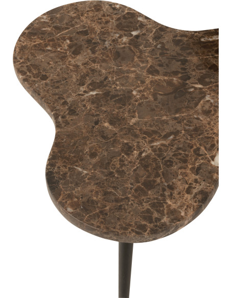 Table basse gigogne Abeille Originale en Marbre Marron Métal Noir Beebee (Lot de 3) - 4