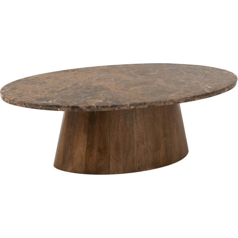 Table basse Ovale en Marbre Bois de manguier Marron Bryxor - 1