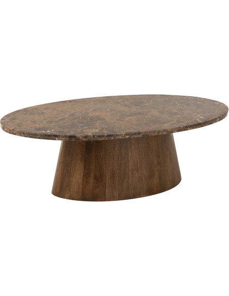 Table basse Ovale en Marbre Bois de manguier Marron Bryxor - 1