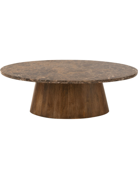 Table basse Ovale en Marbre Bois de manguier Marron Bryxor - 3